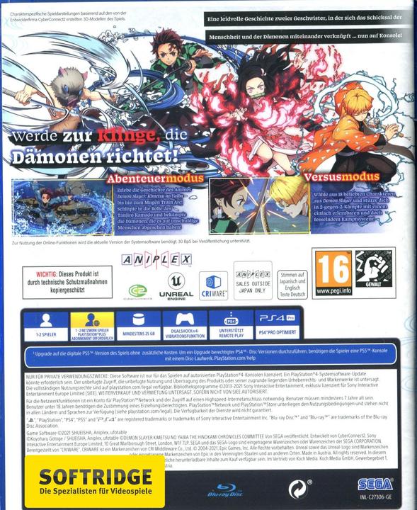 Image du produit Atlus Demon Slayer: Kimetsu no Yaiba - The Hinokami Chronicles (PS4, DE)