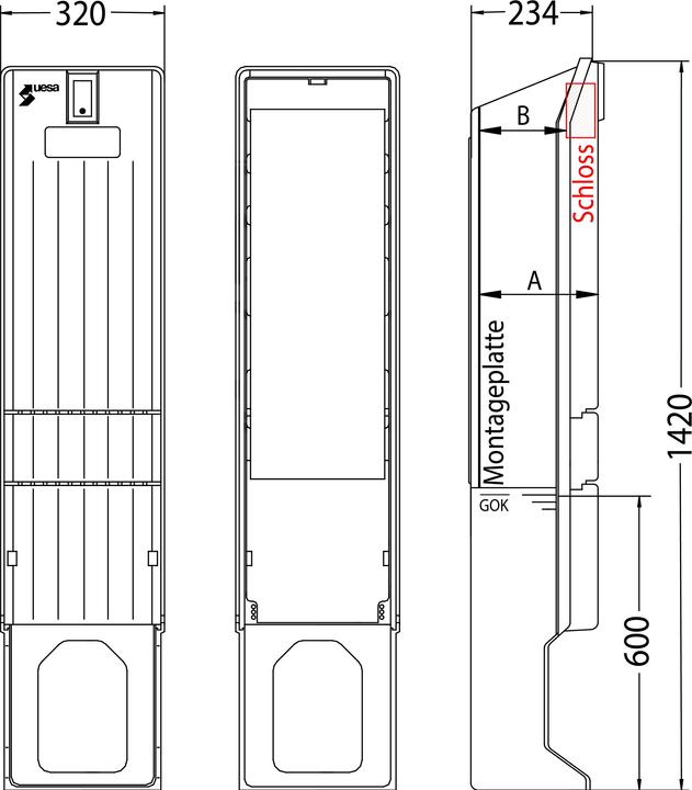 Produktbild UESA Verteilersäule 820x320x234mm A010-M-1420