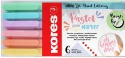 Actual product image Kores Fibre pen Brush Tip Marker Pastel Style (Assorted colours, 6 x)