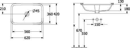 Immagine prodotto Villeroy & Boch 5A7760R1 Lavabo sottopiano Architectura 620 (360 mm, 560 mm)