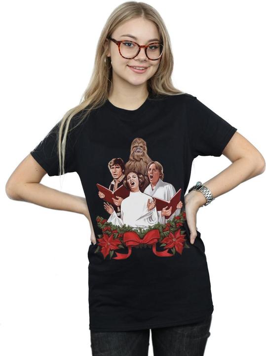 Actual product image Star Wars Womens/Ladies Christmas Carols Cotton Boyfriend T-Shirt (XL)