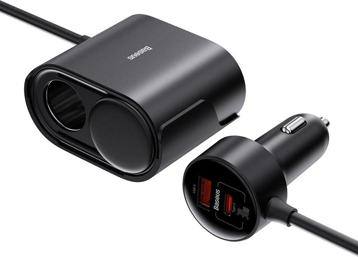 Actual product image Baseus High Efficiency Pro 1-for-2 Car Cigarette Lighter 30 W (Black)
