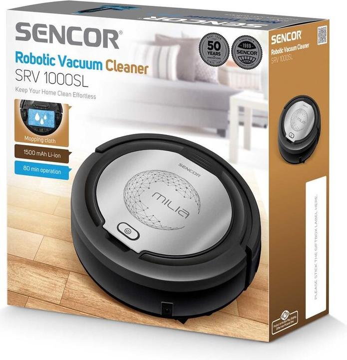 Image du produit Sencor SRV 1000SL robot vacuum 0.2 L Bagless Black, Silver (Robot d'aspiration et de nettoyage)