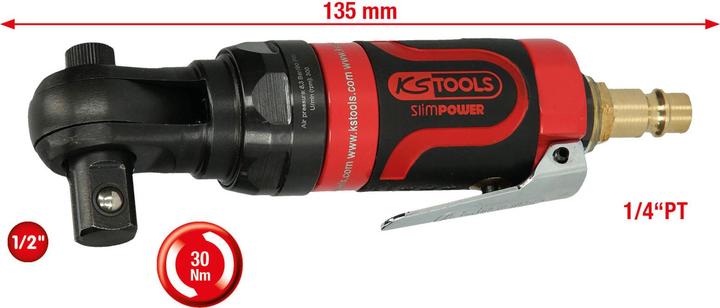 Image du produit KS Tools Mini-cliquet de commutation à air comprimé SlimPOWER, max. 6,3 bar (90 psi), 1/2 (1/2")