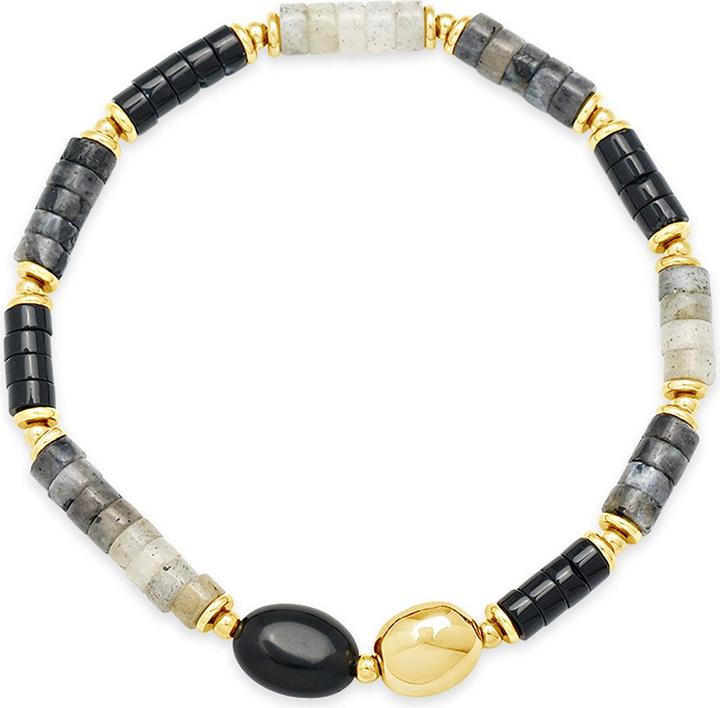 Leyda Armband Edelstein mit Edelstahl (18 cm, Stein, Edelstahl Gelb Vergoldet 18K)