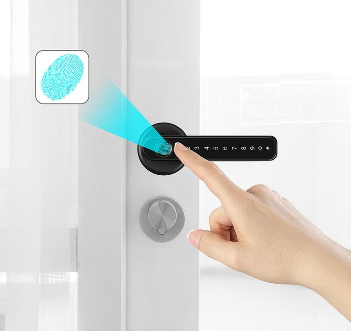 Actual product image VisorTech Security door fittings with fingerprint scanner, PIN & app, set of 5 (Door handle)