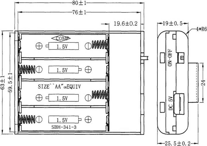 Actual product image Velleman Battery holder 4x Mignon (AA) (L x W x H) 60 x 20 x 80 mm 720429
