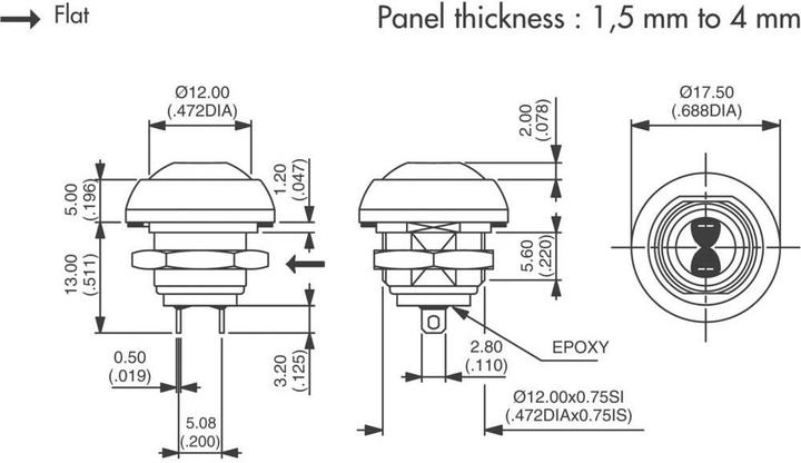 Immagine prodotto APEM ISR3SAD600 Pulsante 125 V/AC 0,125 A 1 x Off/(On) momentaneo 1 pz.