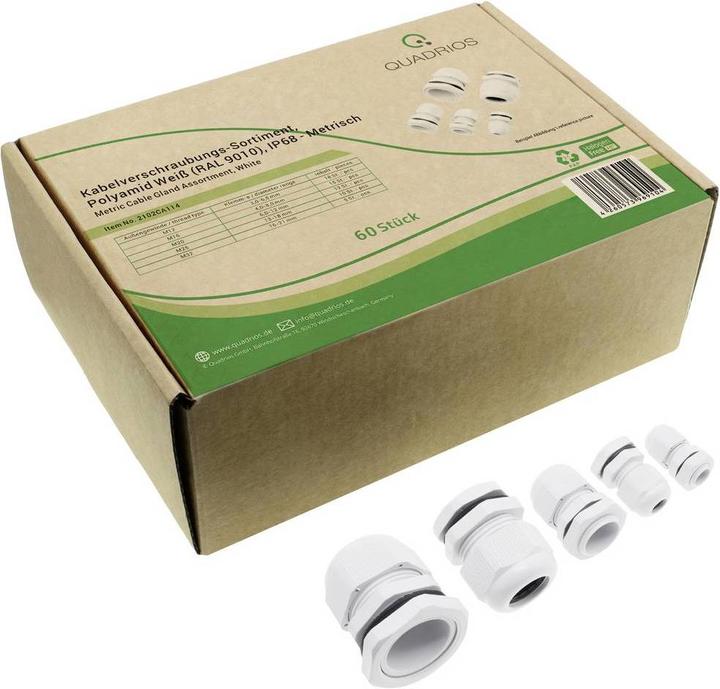 Immagine prodotto Quadrios 2102CA114 Assortimento di pressacavi PA66 Bianco 60 pz.