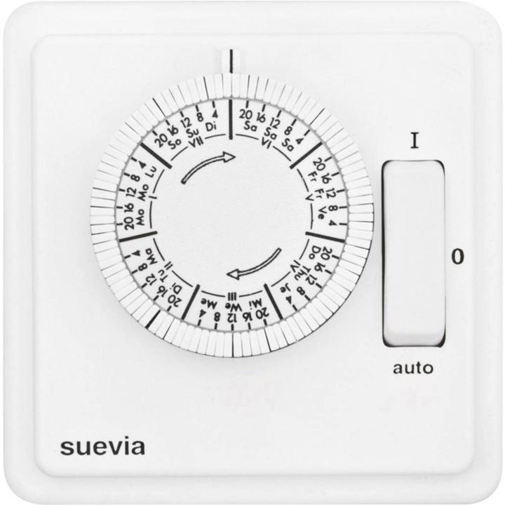 Suevia SU280439 Horloge encastrée analogique Programme hebdomadaire 1200W IP20 MARCHE/AUTO/ARRÊT