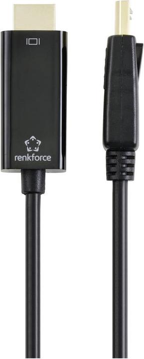 Produktbild Renkforce HDMI Anschlusskabel DisplayPort Stecker 5.00 m Schwarz RF-5179192 PVC-Mantel (5 m, DisplayPort, HDMI)