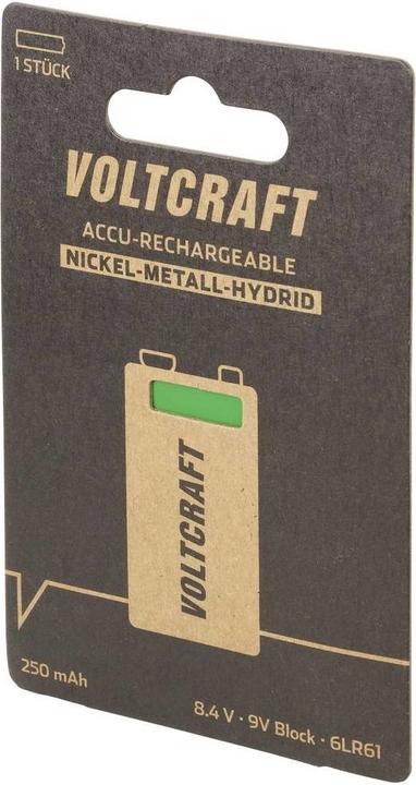 Actual product image Voltcraft 9 V block battery NiMH 250 mAh 8.4 1 pc. (1 pcs., 9V Block, 250 mAh)