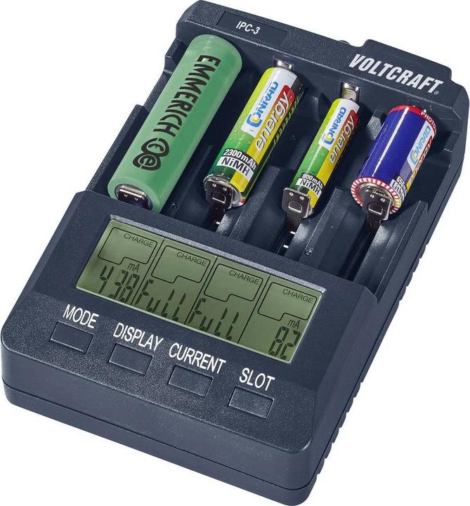 Actual product image Voltcraft IPC-3 + HR03 SE + HR6 SE Round cell charger LiIon, NiCd, NiMH 10440, 14500, 16340, 16650, 17355 (1 pcs., 10440, 14500, 16340, 16650, 17355, 17500, 17670, 18490, 18500, 18650, 22650, 26500, 26650, A, Sub-C, RCR123A, AA, AAA, 2750 mAh, Battery + charger)