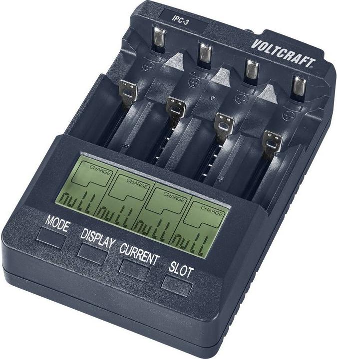 Actual product image Voltcraft IPC-3 + HR03 SE + HR6 SE Round cell charger LiIon, NiCd, NiMH 10440, 14500, 16340, 16650, 17355 (1 pcs., 10440, 14500, 16340, 16650, 17355, 17500, 17670, 18490, 18500, 18650, 22650, 26500, 26650, A, Sub-C, RCR123A, AA, AAA, 2750 mAh, Battery + charger)
