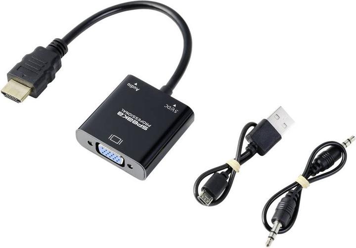Actual product image SpeaKa Professional SP-10352148 HDMI adapter (1x (VGA, HDMI, 15 cm)