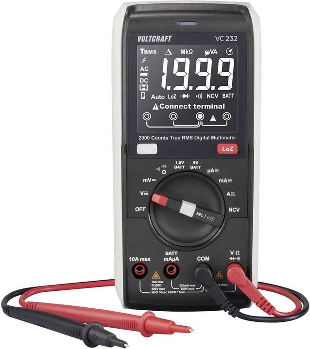 Immagine prodotto Voltcraft VC232 Multimetro portatile digitale CAT III 600 V Display (conteggi): 2000 (CAT III 600V)