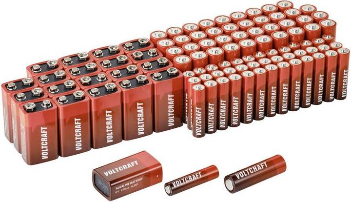 Actual product image Voltcraft Alkaline Battery (40 pcs., AA, AAA, 9V Block, 3000 mAh)