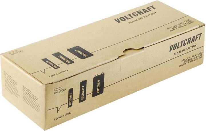 Actual product image Voltcraft Alkaline Battery (40 pcs., AA, AAA, 9V Block, 3000 mAh)