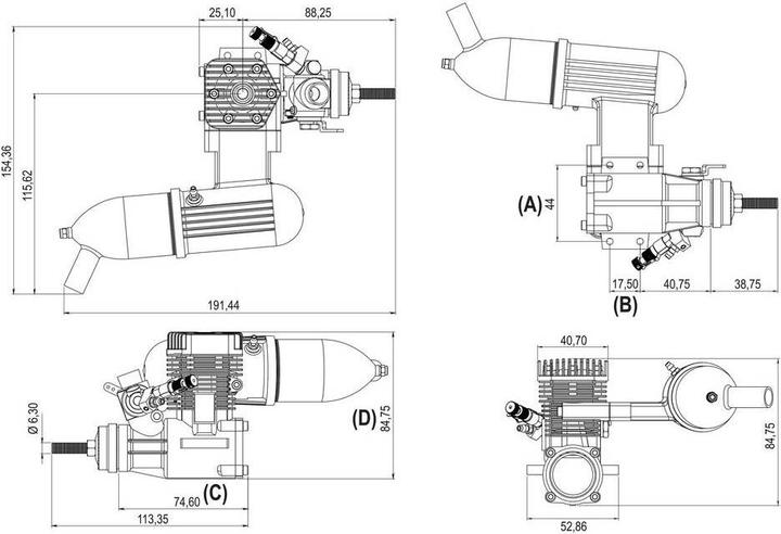 Produktbild Force Engine Nitro 2-Takt Flugmodell-Motor 7.54 cm³ 1.62 PS 1.19 kW