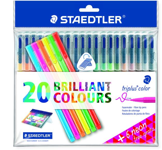 Produktbild Staedtler triplus Fasermaler Box 20 + 6 Gratis (Mehrfarbig, 20 x)