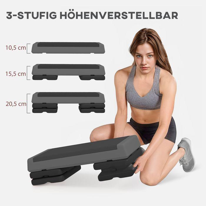 Image du produit Swisshandel24 Fitness-Stepper, 10,5/15,5/20,5cm Höhenverstellbare Steppbrett für Zuhause, Grau