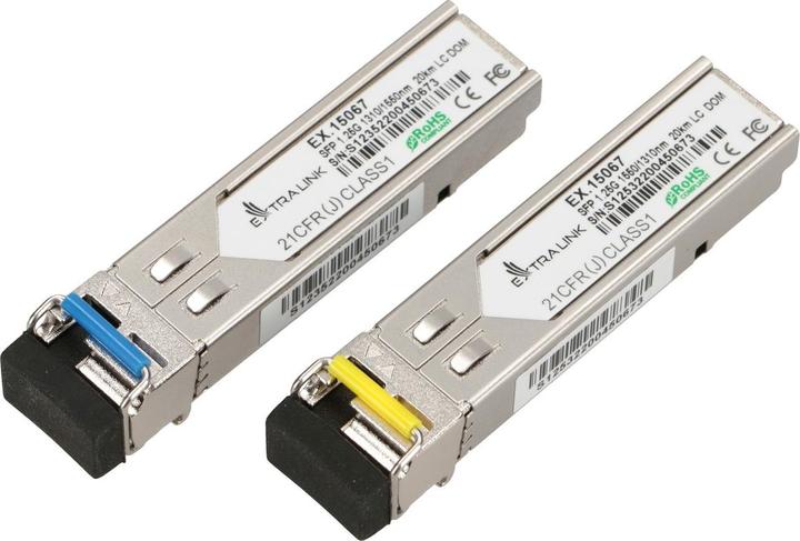 Immagine prodotto Extralink SFP WDM 1310/1550nm | Modulo SFP | Modalità singola,, LC, DDM, Coppia, dedicato a HP/Aruba