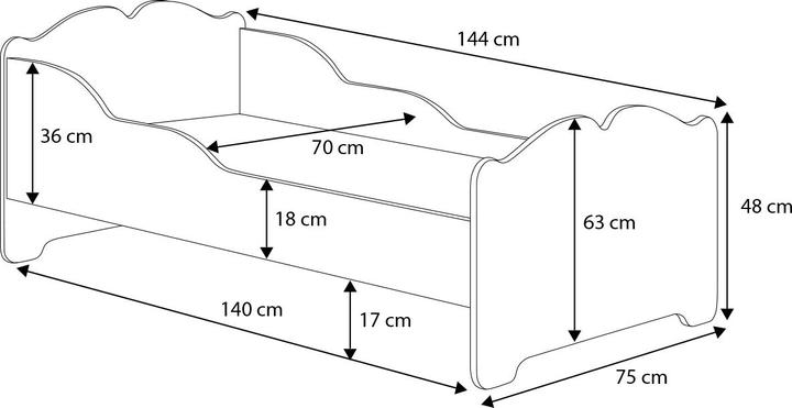 Produktbild ADRK Furniture Bett mit Matratze XIMENA MERMAID WITH A STAR 140x70 (140 x 70 cm)