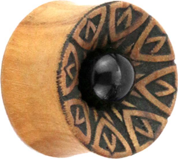 Produktbild Star Piercing Flared Plug Mandala mit Onyx Stein aus Teakholz (ohne Messing, Organisch, Mineralisch)