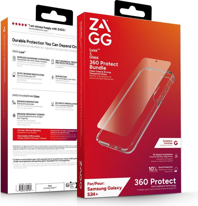 Immagine prodotto Zagg 360ø Bundle Custodia Luxe e vetro Invisibleshield per Galaxy S24+ trasparente (Samsung Galaxy S24+)