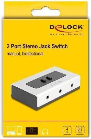 Actual product image Delock 2 to 1 switch jack 3.5 mm 4 pin manual bidirectional