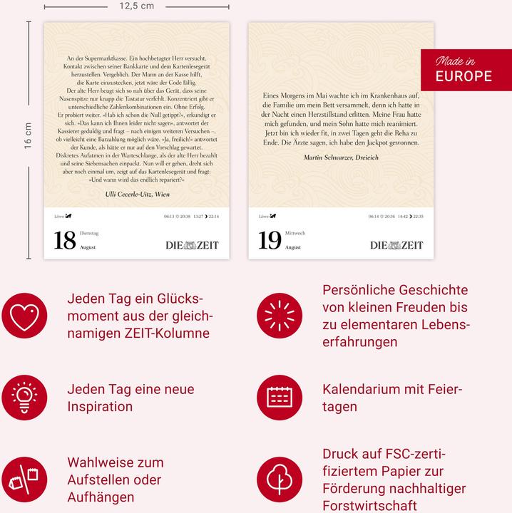 Valeurs nutritives et ingrédients Harenberg Was mein Leben reicher macht Tagesabreisskalender 2026 - Glücksmomente für jeden Tag (Allemand)