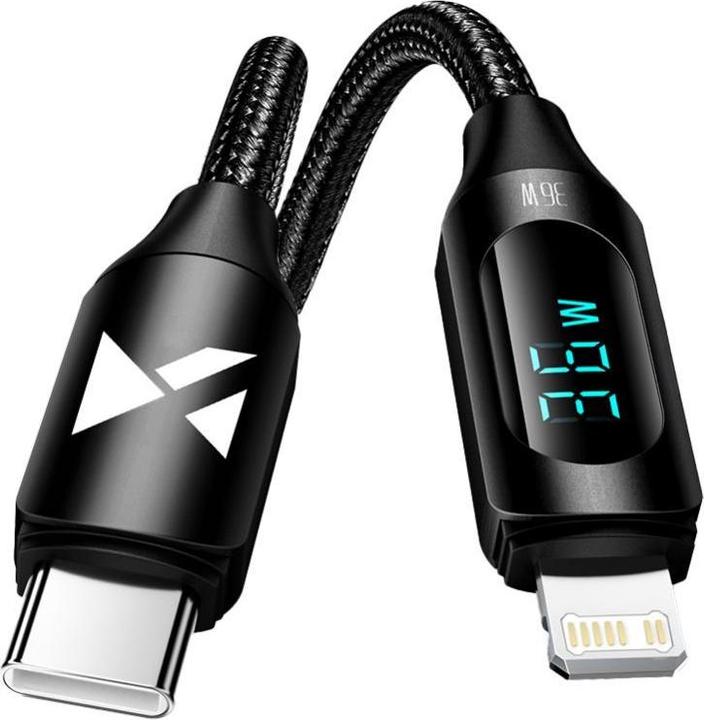 Wozinsky Câble USB-C - Lightning WUCLC1 avec écran LED 36W 1m - noir (1 m, USB 2.0)