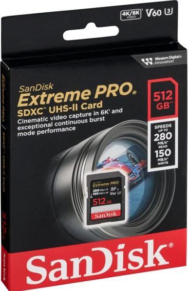 Image du produit SanDisk Extreme PRO UHS-II V60 (512 Go, SDXC, U3, UHS-II)