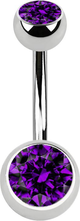 Actual product image Star Piercing Banana silver with two balls crystal violet (without brass, Surgical steel 316L)