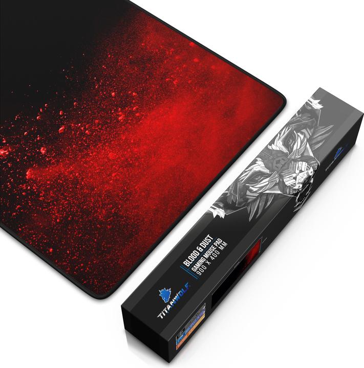 Image du produit Titanwolf Tapis de souris de jeu XXL, tissu lisse, tapis de souris de vitesse 900 x 400mm de surface, Blood (XXL)