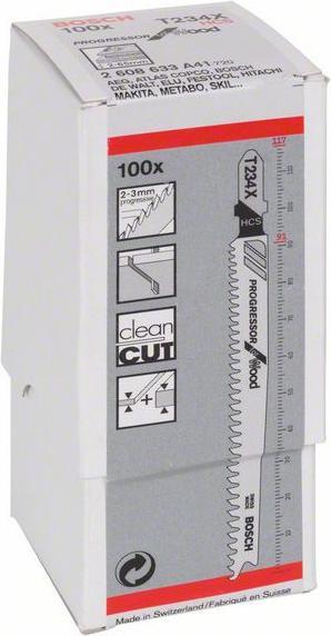 Produktbild Bosch Professional Zubehör Stichsägeblatt T 234 X Progressor for Wood, 100er-Pack
