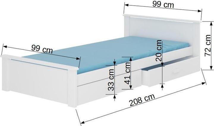 Actual product image ADRK Furniture Bed with mattress ALDEX 200x90 (200cm x 90cm)