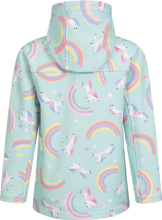 Actual product image Mountain Warehouse Childrens/Kids Exodus II Unicorn And Rainbow Water Resistant Soft Shell Jacket (140)