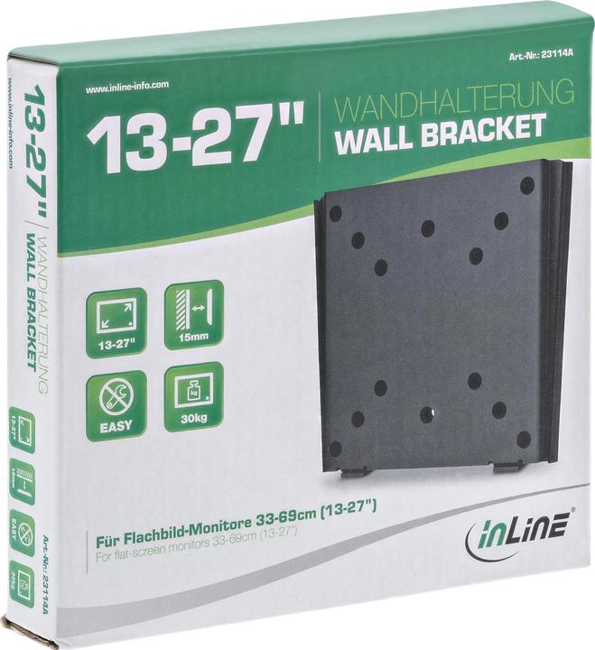 Produktbild InLine Wandhalterung für Flachbildschirme (Wand, 24.02", 30 kg)