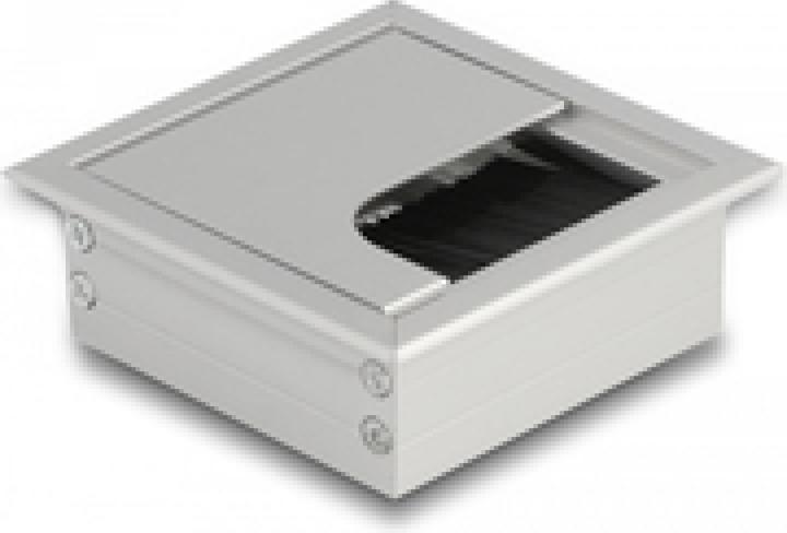 Produktbild Delock Kabeldurchführung für Tischeinbau mit Bürste 80 x 80 x 28 mm silber (Kabeldurchlass, 8 cm)