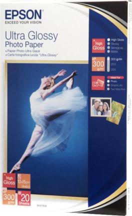 Image du produit Epson Papier photo ultra brillant, 20 feuilles (300 g/m², 10 x 15 cm, 20 x)