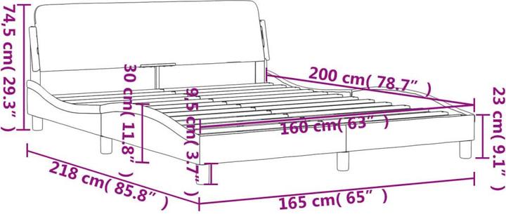 Immagine prodotto VidaXL Struttura letto con testiera in velluto (160 x 200 cm)