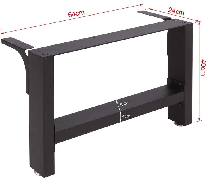 Actual product image Wiltec Industrial Square Table Legs Powder-coated Black 64x40cm for Tables Benches and Desks