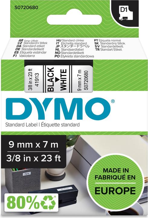Produktbild Dymo S0720680 Standardband (0.90 cm, Weiss, Schwarz)