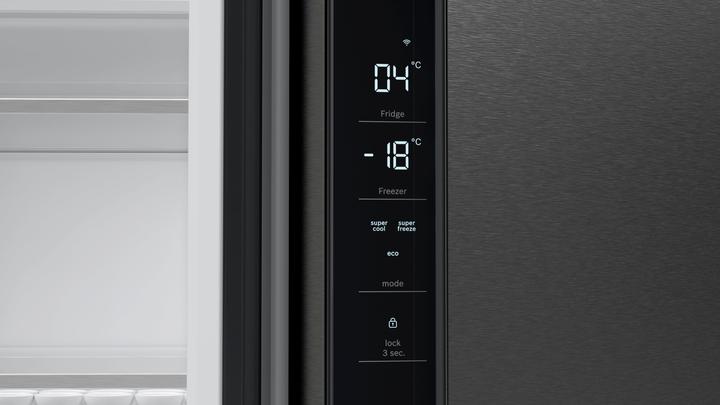 Produktbild Bosch Hausgeräte Serie 6 KFN96AXEA, Freestanding, French door, Black, Touch, LED, On door (605 l)