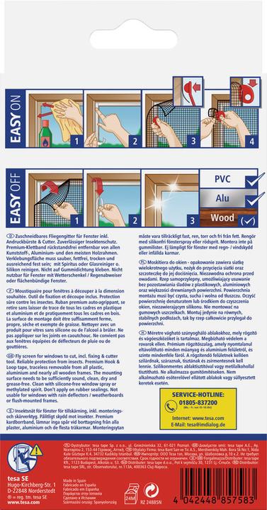 Produktbild tesa Insektenschutz COMFORT für Fenster, mit Klettband, selbstklebend, ohne Bohren (100 x 100 cm)