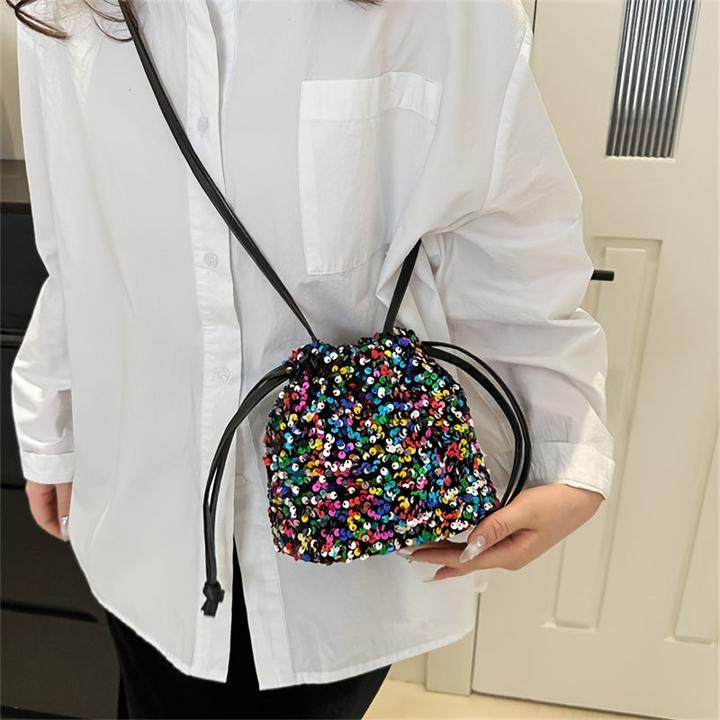 Produktbild Only-Bags.Store Bunte Sparkle Glitter Pailletten leichte Eimer Tasche, stilvolle Strasse Pendler Stil weiche