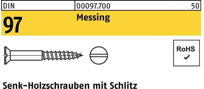 Produktbild Holzschraube DIN 97 Senkkopf Schlitz 2,5 x 8 Messing (500 Schrauben pro Stück)