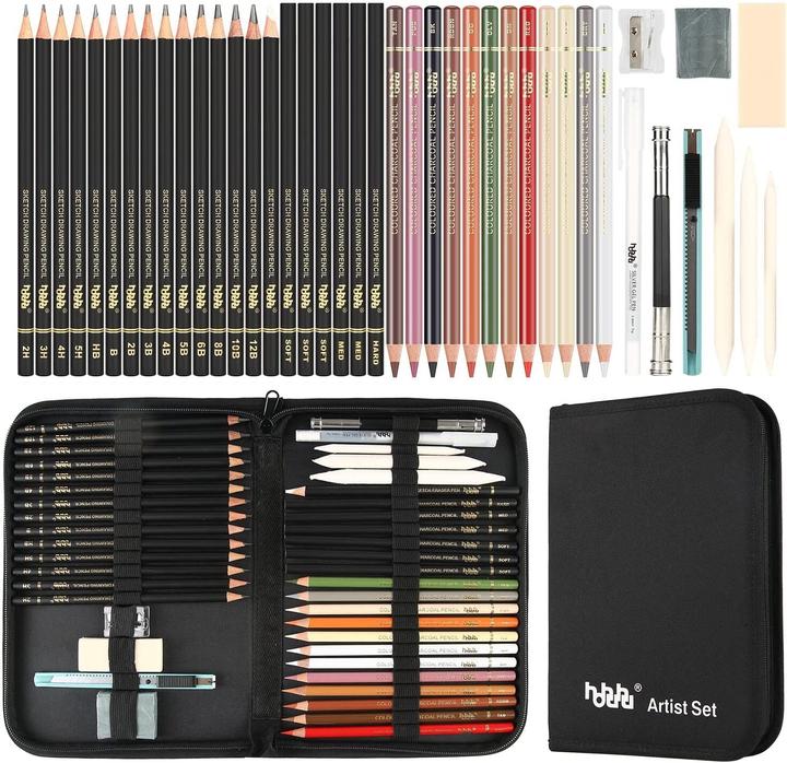Actual product image Hohuhu Coloured charcoal pencil set (Multicoloured)
