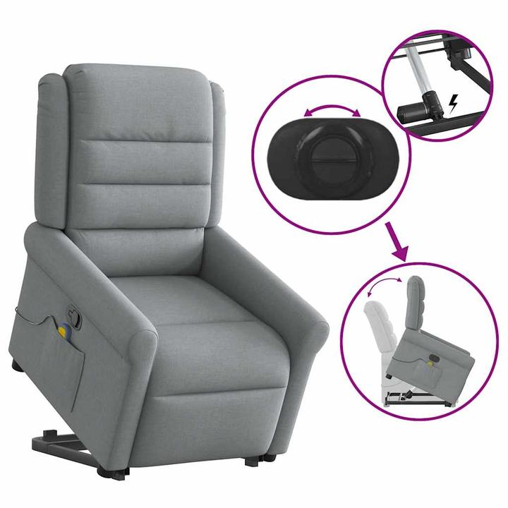 Produktbild VidaXL Massagesessel mit Aufstehhilfe Hellgrau Stoff